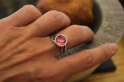 One of a kind tourmaline and quartz ring