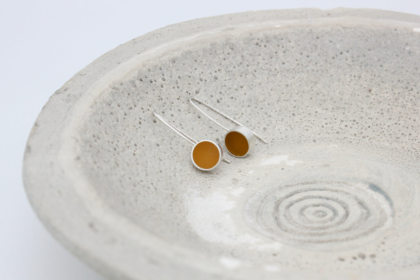 Round shape yellow ochre earrings