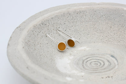 Round shape yellow ochre earrings