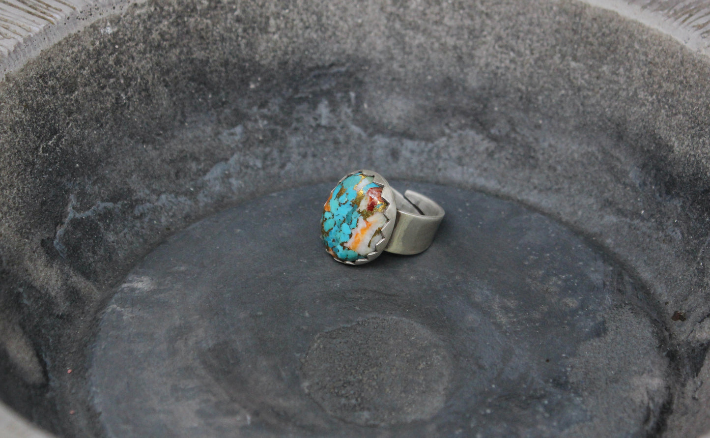 One of a kind turquoise silver ring