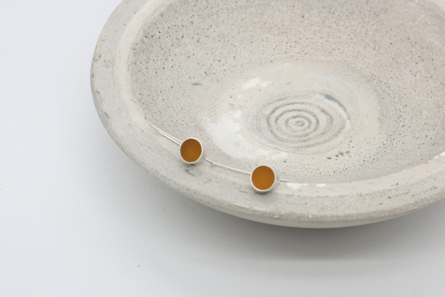Round shape yellow ochre earrings