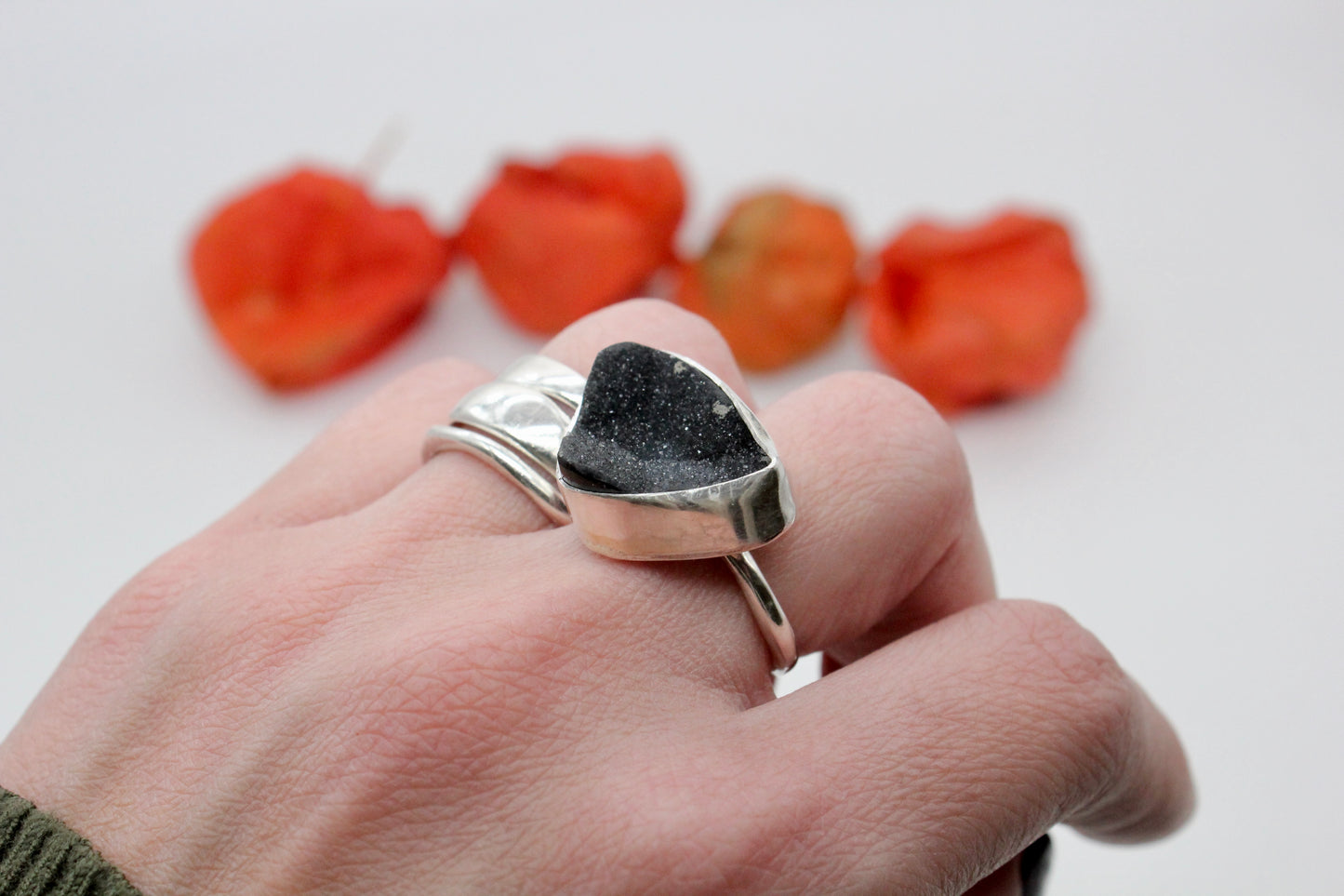 One of a kind druzzy agate ring