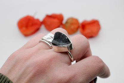 One of a kind druzzy agate ring