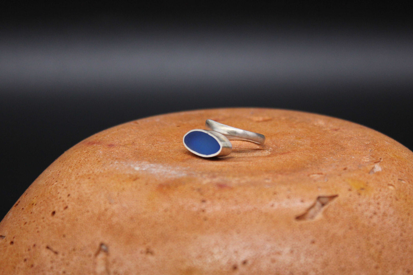 Blue oval shape ring