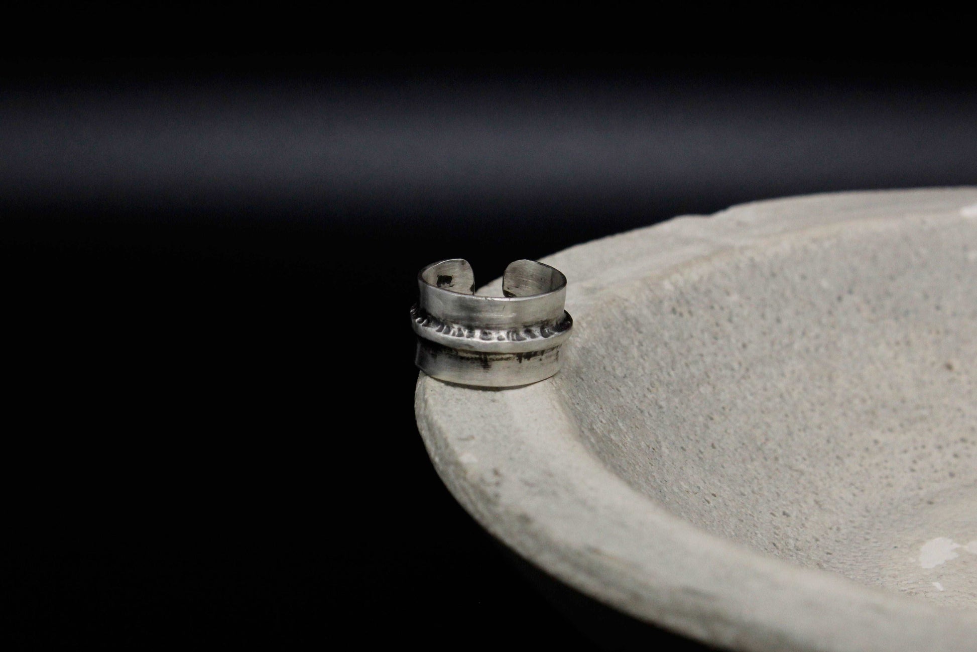 Wide hammered ring