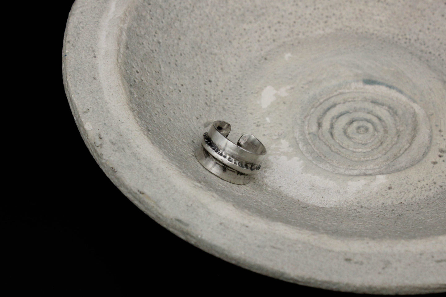 Wide hammered ring