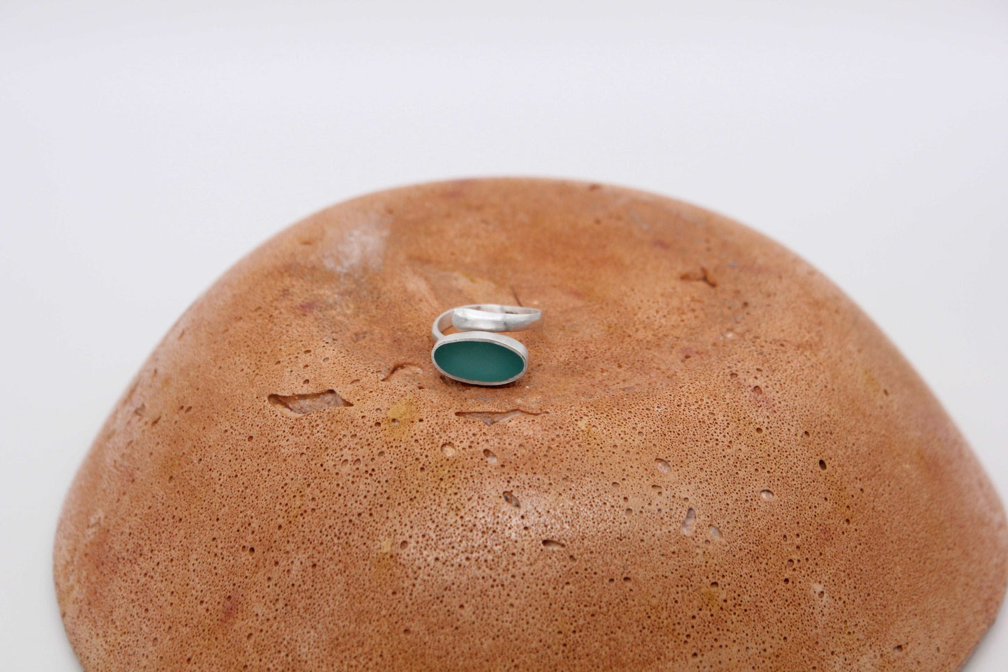 Teal oval shape ring
