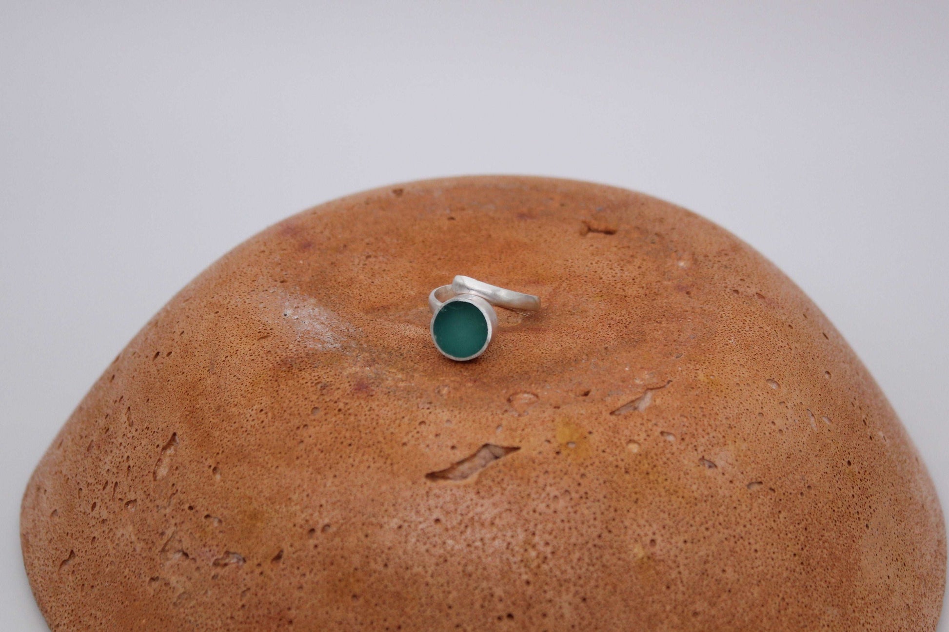 Teal round shape ring