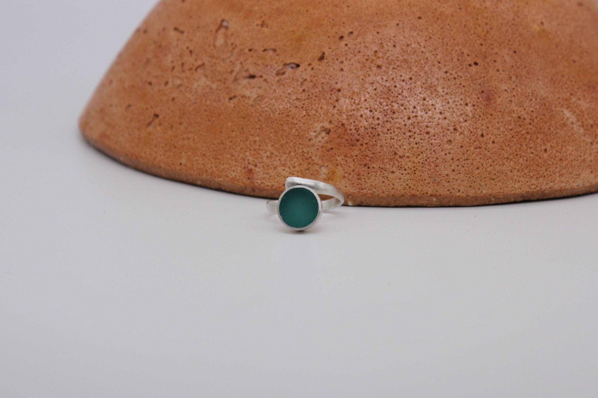 Teal round shape ring