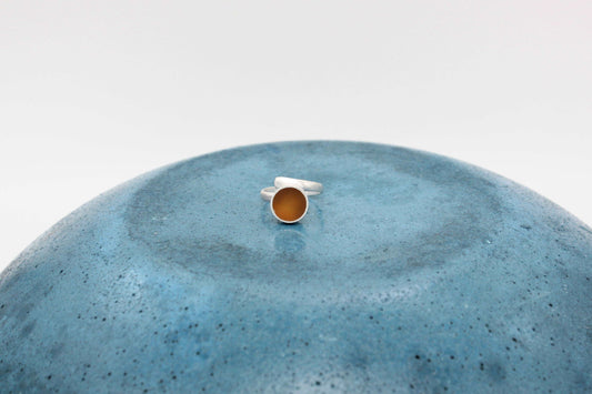 Yellow ochre round shape ring