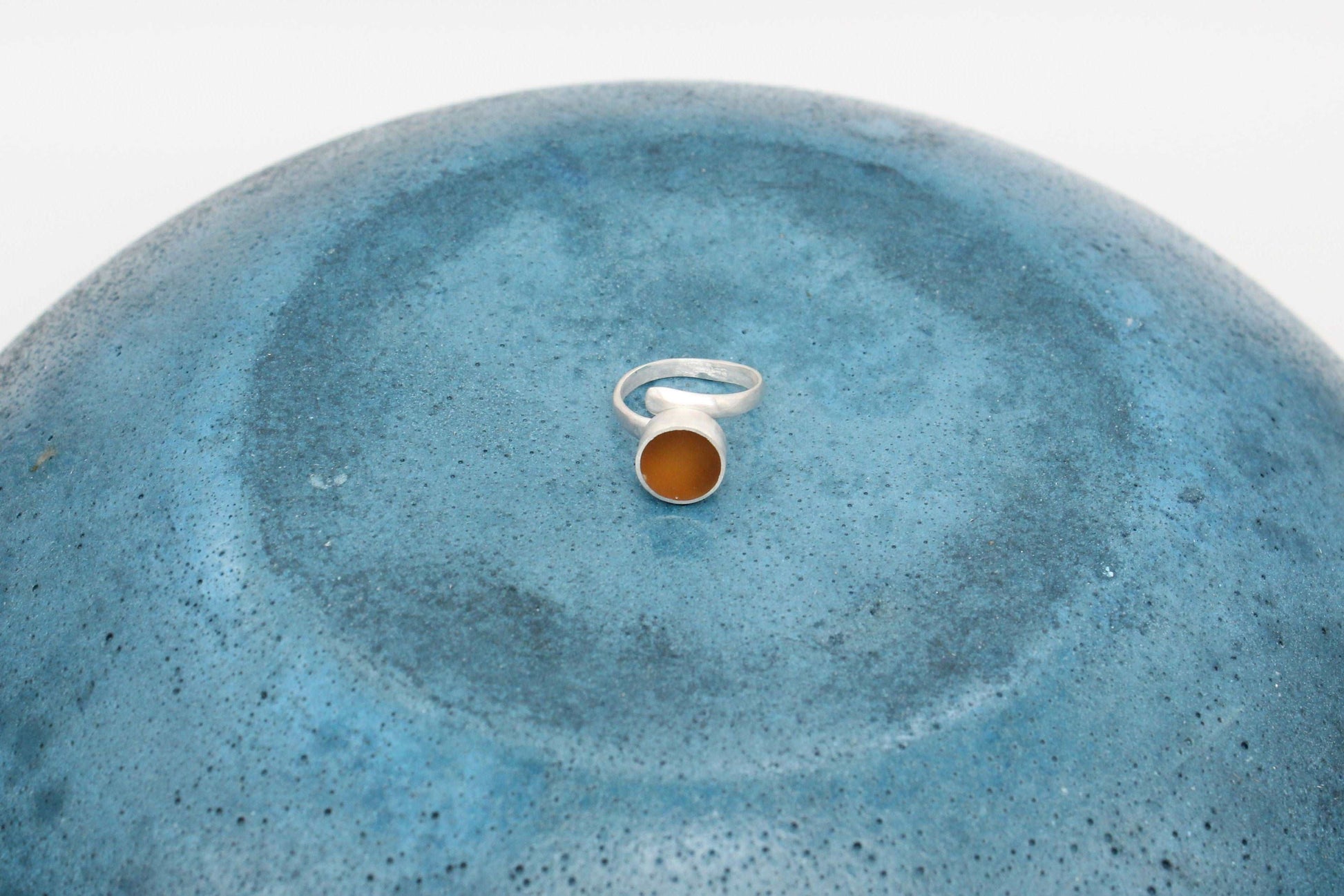 Yellow ochre round shape ring