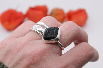 One of a kind druzzy agate ring