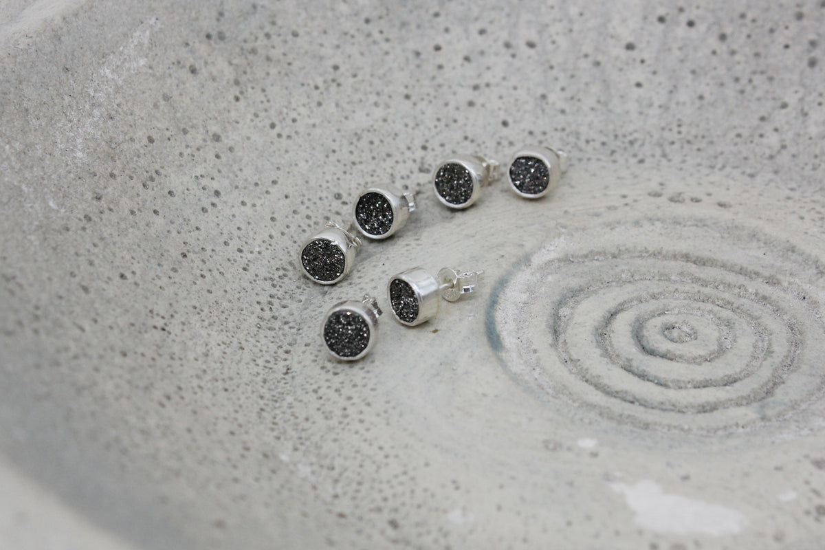 Druzy quartz ear studs